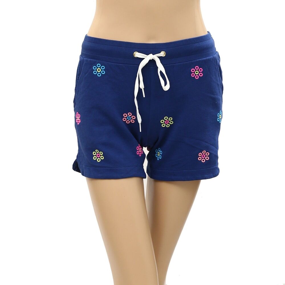 Lilly Pulitzer Kylar Knit Embroidered Shorts Resort Cotton Navy XXS 288088